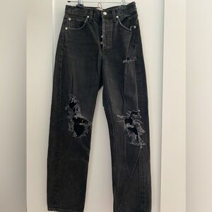 Agolde straight leg black size 24, ripped jeans.